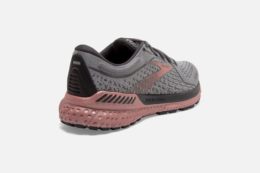 Brooks Running Shoes Womens Dark Grey/Pink - Adrenaline GTS 21 Road - 0976-EBWGX